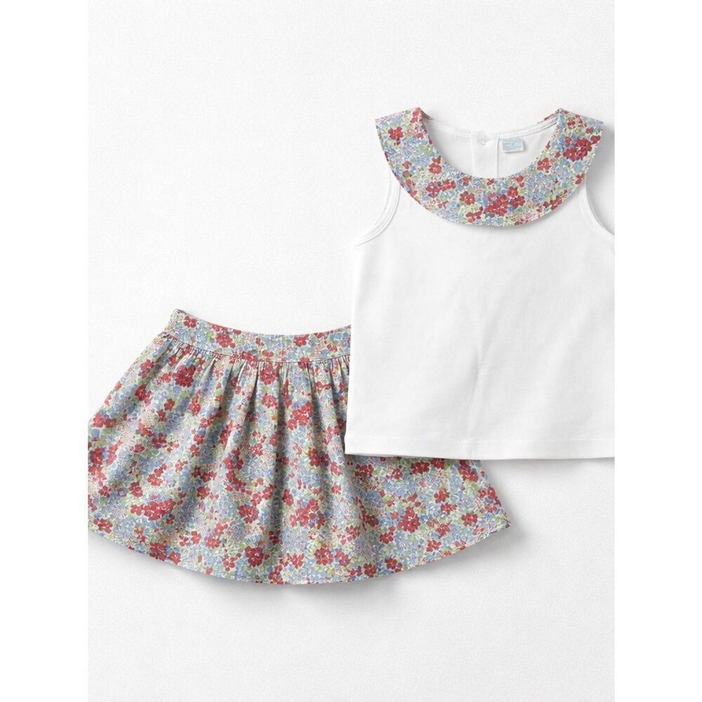 Edgehill Collection 2 piece red blue white reversible skirt set size 2T